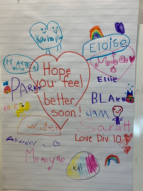 Get Well Card from Anne’s class to Author Ian Kent